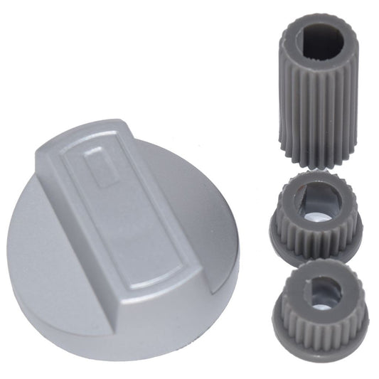 Universal Silver Cooker, Oven & Grill Control Knob with 3 Adaptors – Fits All Gas & Electric Cookers by Ufixt