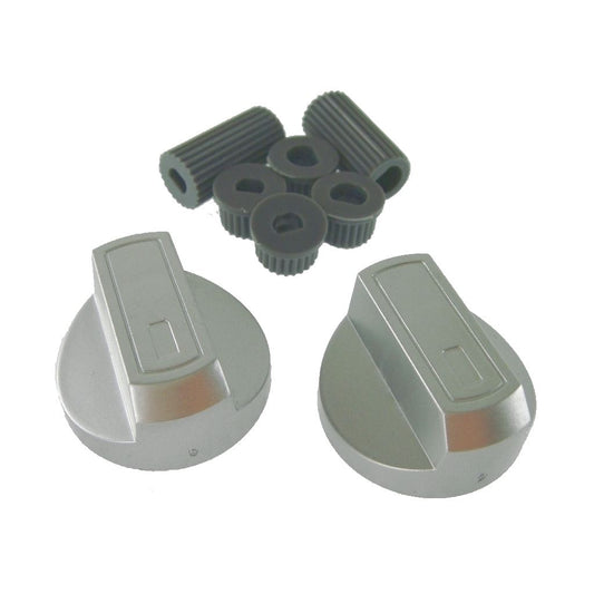 2 x Universal Silver Control Knobs & Adaptors – Fits Toasters, Trouser Presses, Camping Stoves, Hobs & More by Ufixt