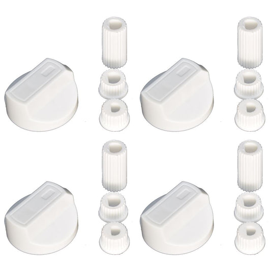 Universal Cooker, Oven & Grill Control Knobs & Adaptors - White Fits All Gas & Electric Cookers (Pack of 4) | Compatible Non-Genuine by Ufixt