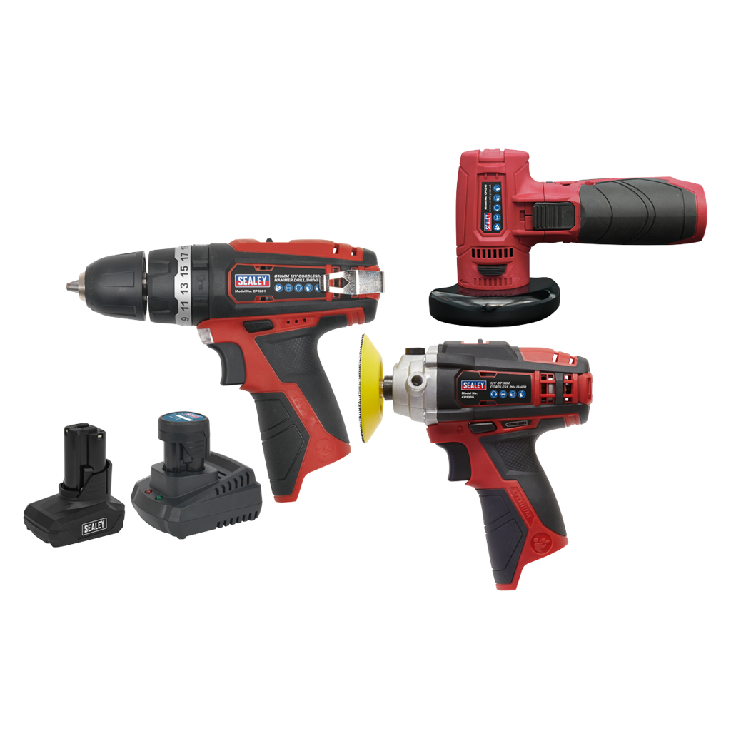 3 x SV12 Series Cordless Power Tool Kit 12V - 2 Batteries