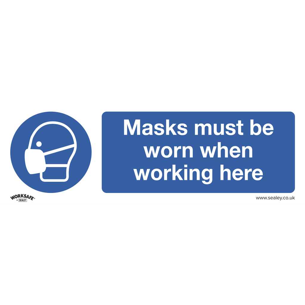 Worksafe&#174; Masks Must Be Worn Safety Sign - Self-Adhesive Vinyl