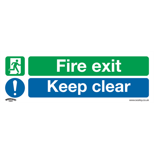 Worksafe&#174; Fire Exit Keep Clear Safety Sign, Self-Adhesive Vinyl - Pack of 10