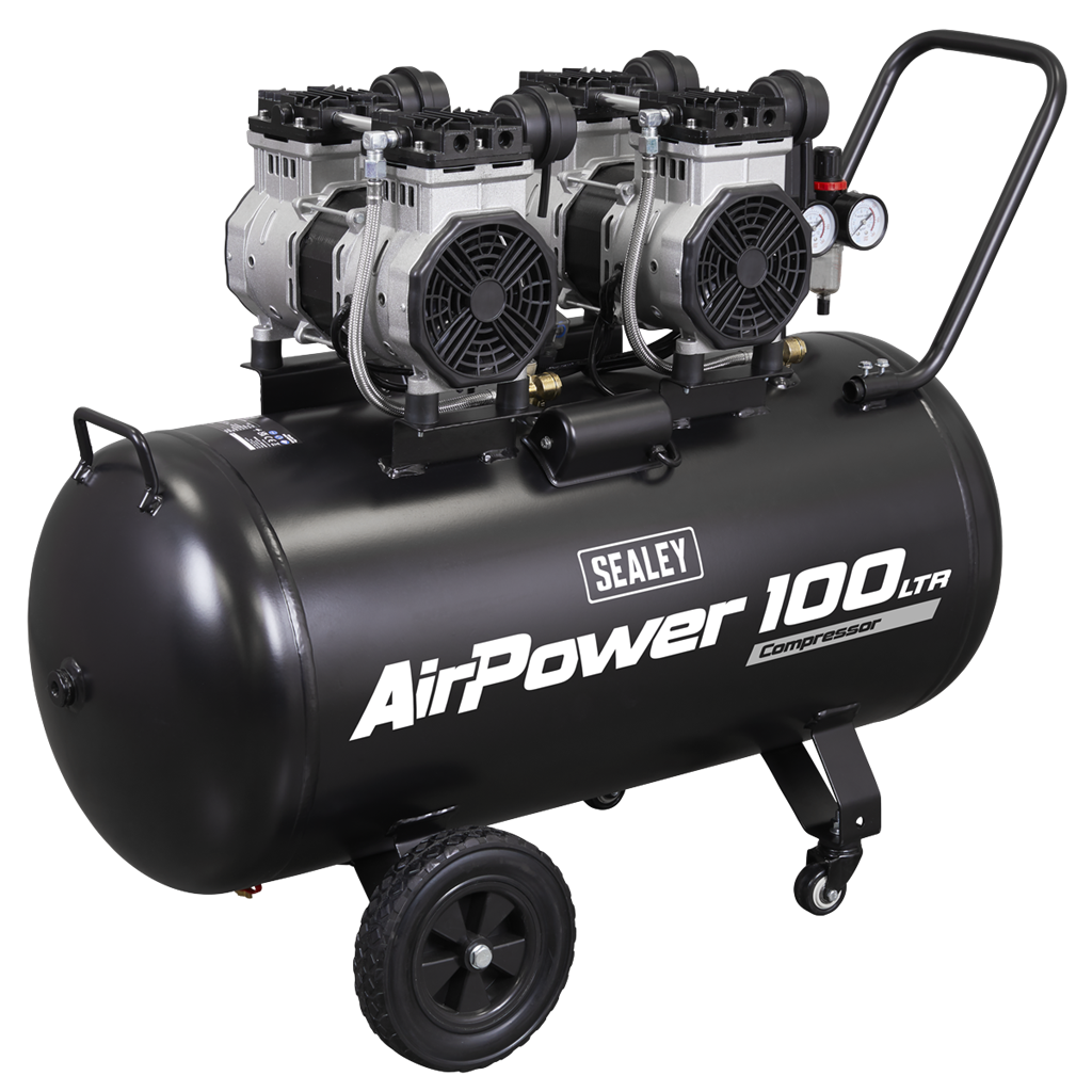 100L Oil Free Low Noise Direct Drive Air Compressor 2 x 2hp