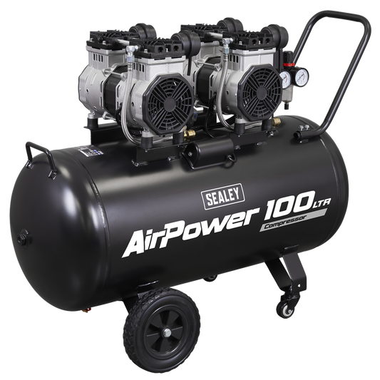 100L Oil Free Low Noise Direct Drive Air Compressor 2 x 2hp