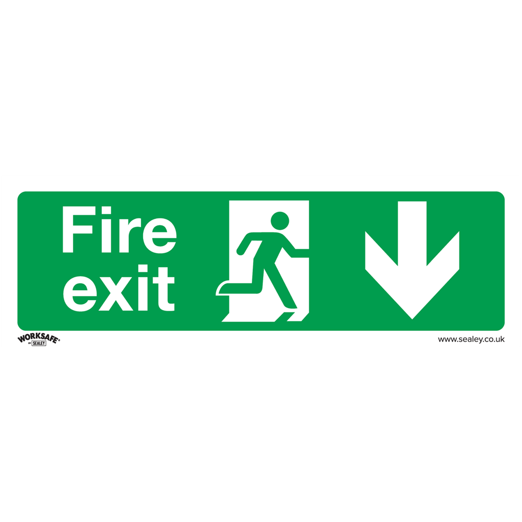 Worksafe&#174; Fire Exit (Down) Safety Sign - Rigid Plastic