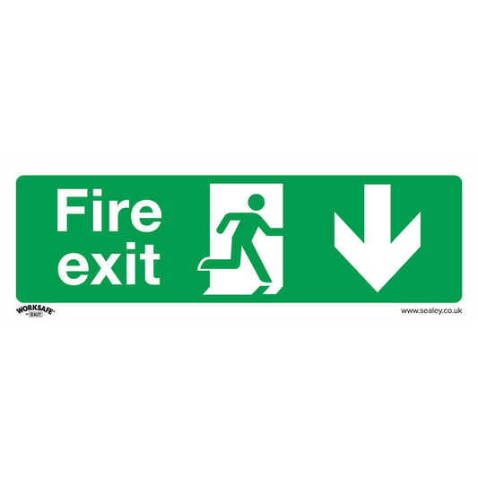 Worksafe&#174; Fire Exit (Down) Safety Sign - Rigid Plastic