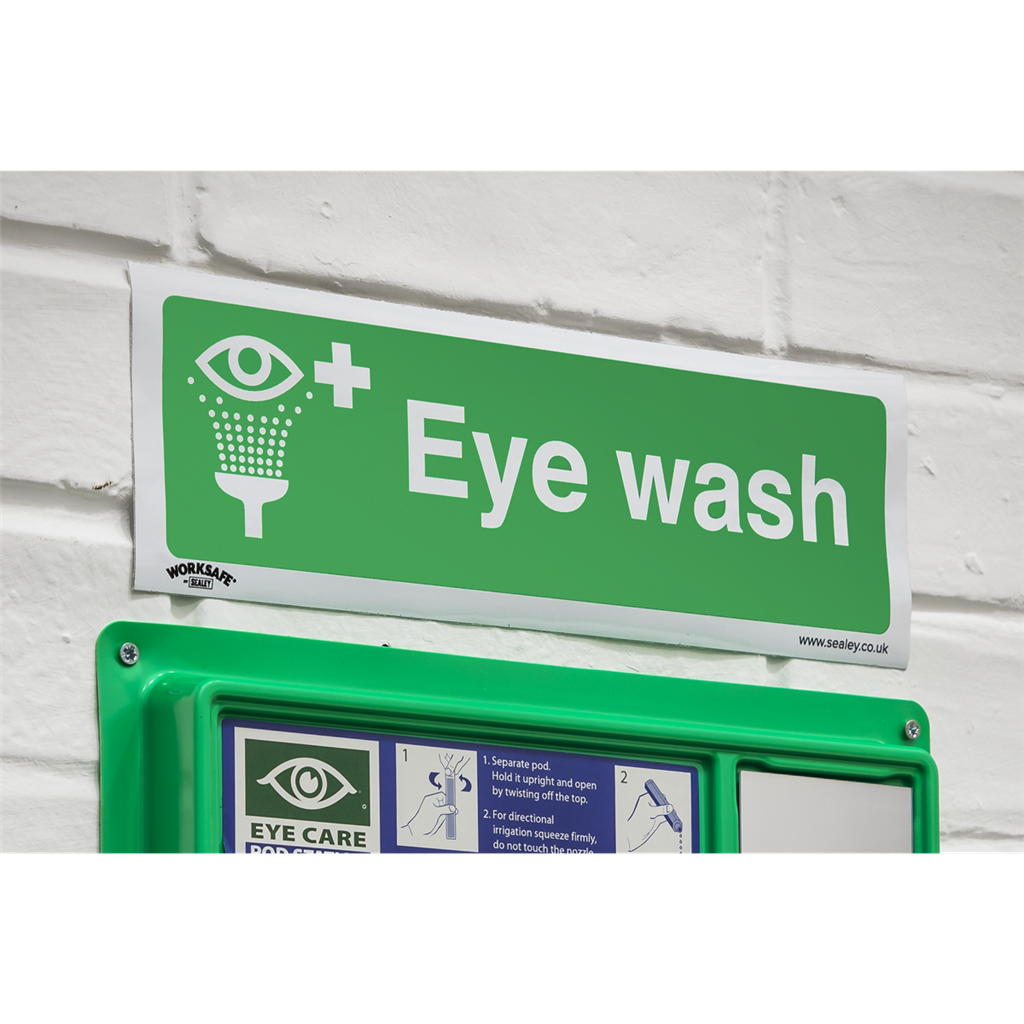 Worksafe&#174; Eye Wash Safety Sign, Self-Adhesive Vinyl - Pack of 10