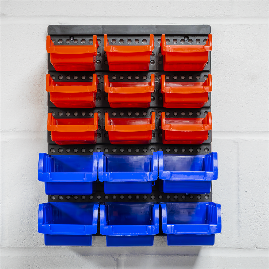 Wall Mounting Bin Storage System with 15 Bins