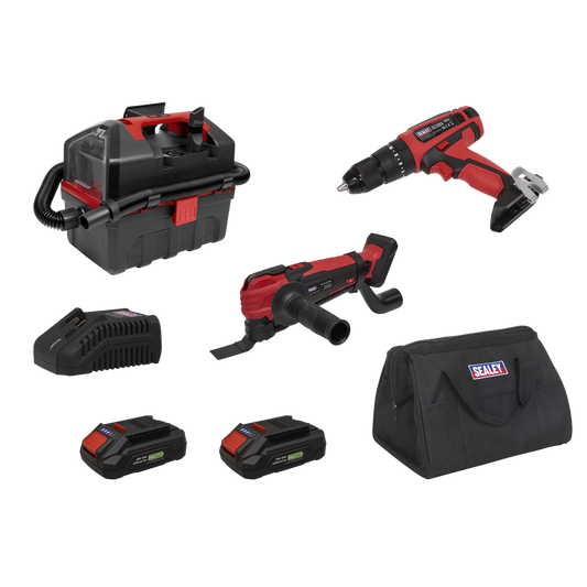 3 x SV20 Series Cordless Power Tool Vac Kit 20V Euro Plug - 2 Batteries