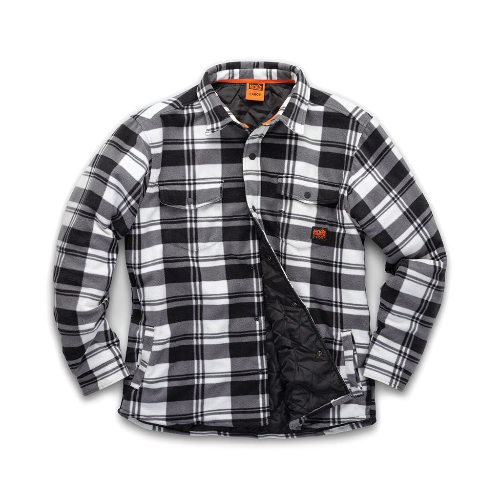 Scruffs Worker Padded Checked Shirt Black/White - L