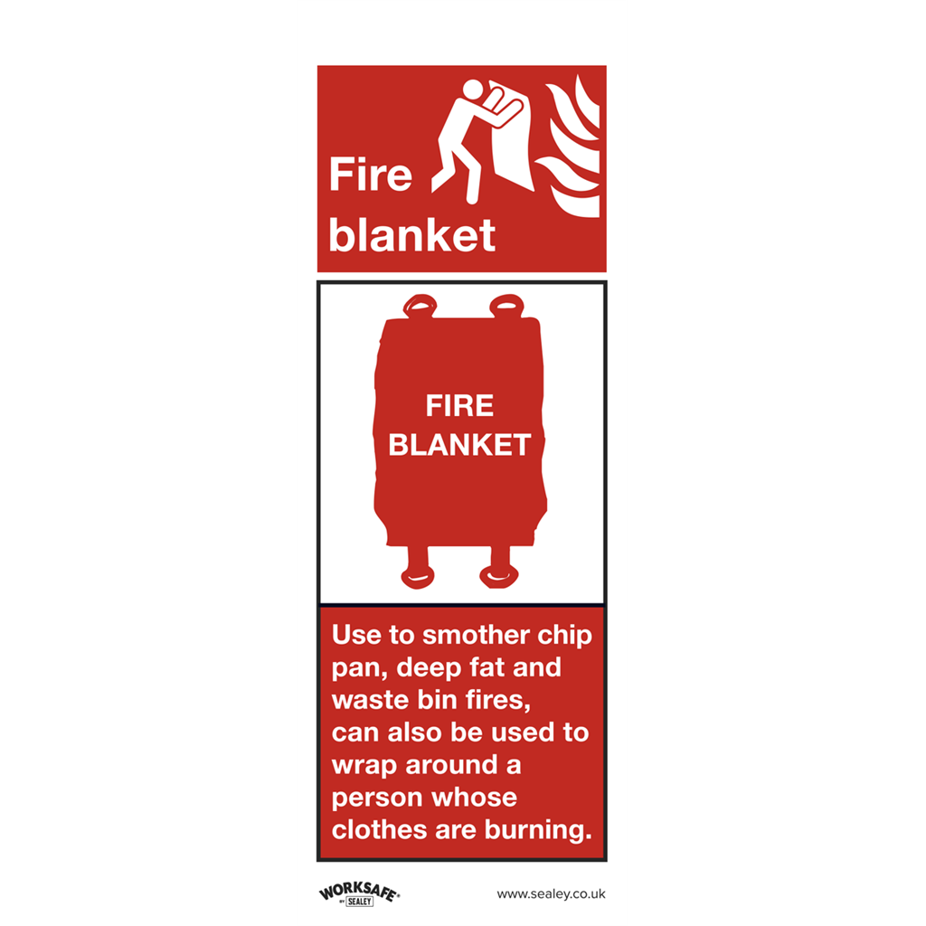 Worksafe&#174; Fire Blanket, Rigid Plastic Safety Sign - Pack of 10