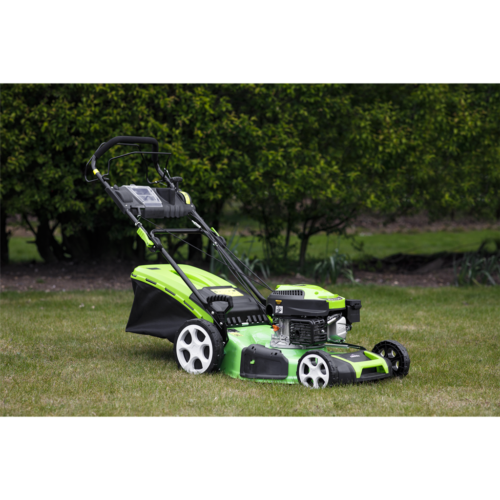 Dellonda Self-Propelled Petrol Lawnmower Grass Cutter with Height Adjustment & Grass Bag 149cc 18"/46cm 4-Stroke Engine