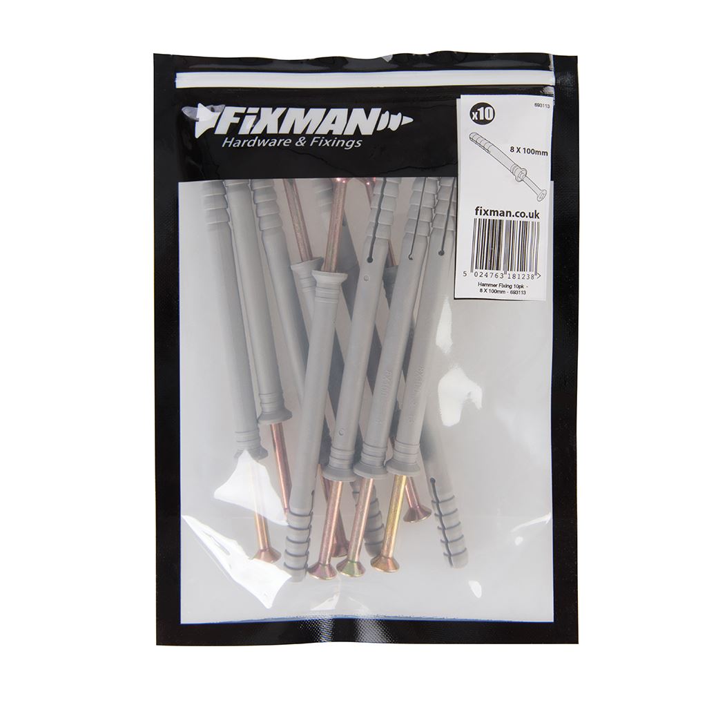 Fixman Hammer Fixings 10pk - 8 x 100mm