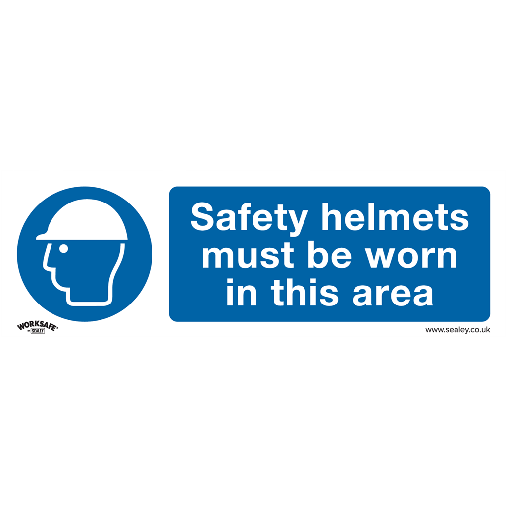 Worksafe&#174; Safety Helmets Must Be Worn In This Area Safety Sign, Rigid Plastic - Pack of 10