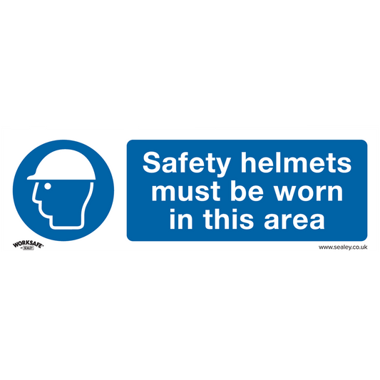 Worksafe&#174; Safety Helmets Must Be Worn In This Area Safety Sign, Rigid Plastic - Pack of 10