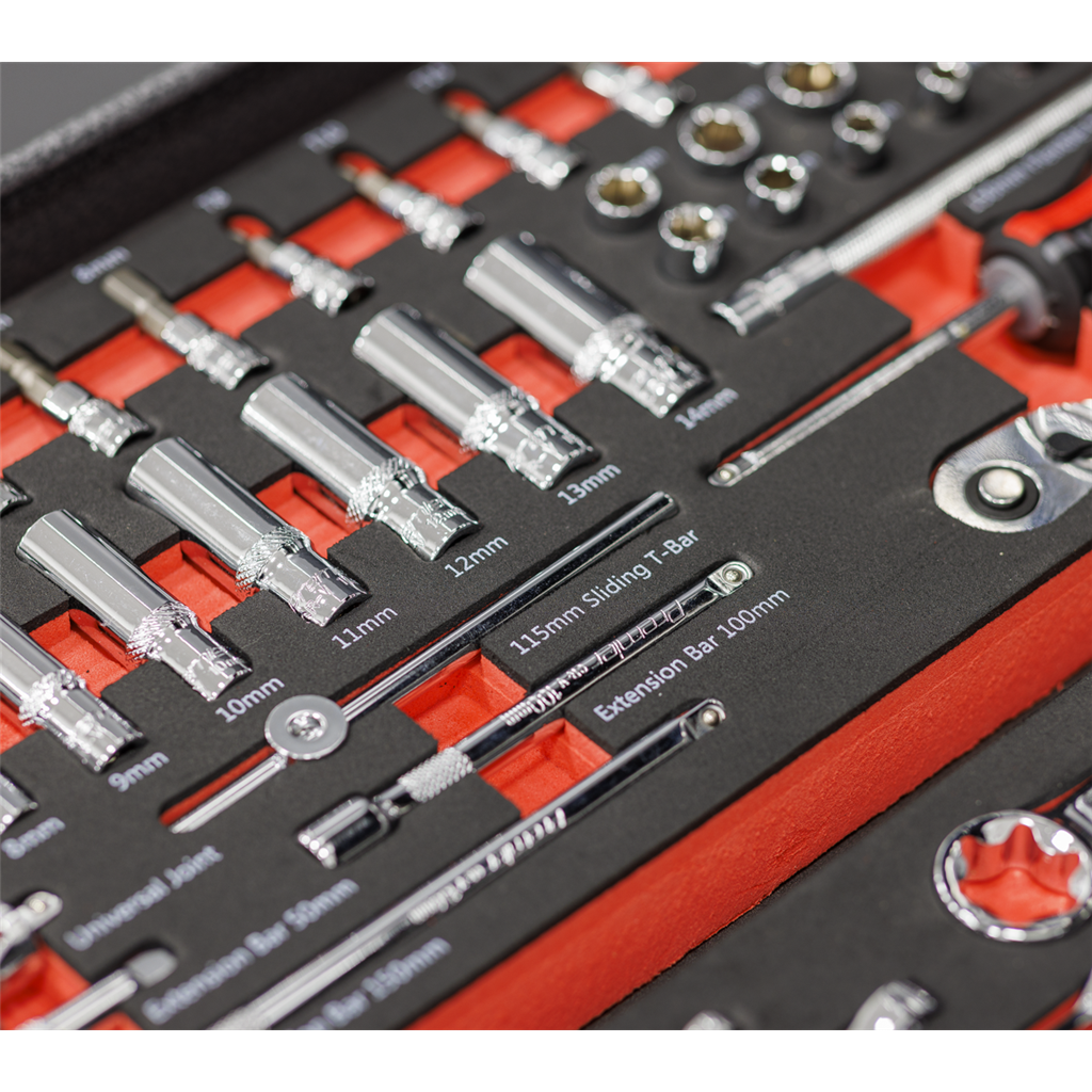 Premier Socket Set with Tool Tray 1/4"Sq Drive 44pc
