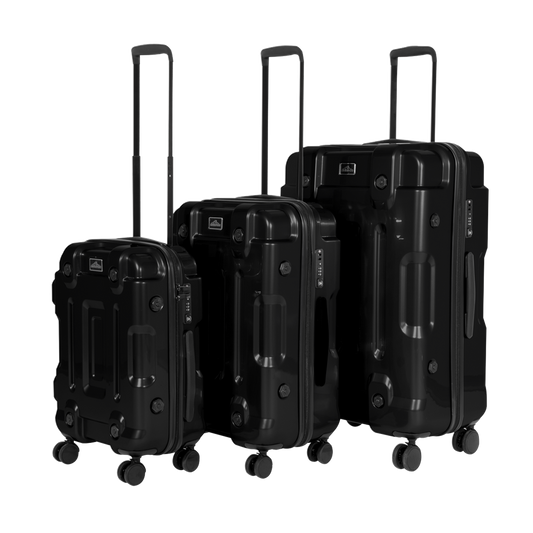 Dellonda 3-Piece Lightweight ABS Luggage Set  - 20", 24", 28" - Black - DL10