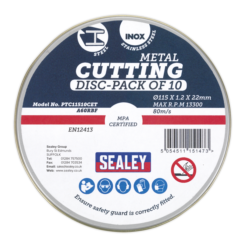 115 x 1.2mm Cutting Disc 22mm Bore - Pack of 10