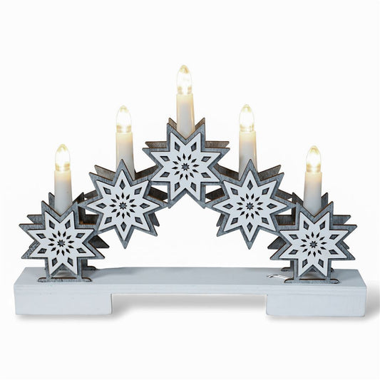 Xmas Haus Natural Festive Wood LED Light Up Christmas Candle Arch With stars Battery Operated