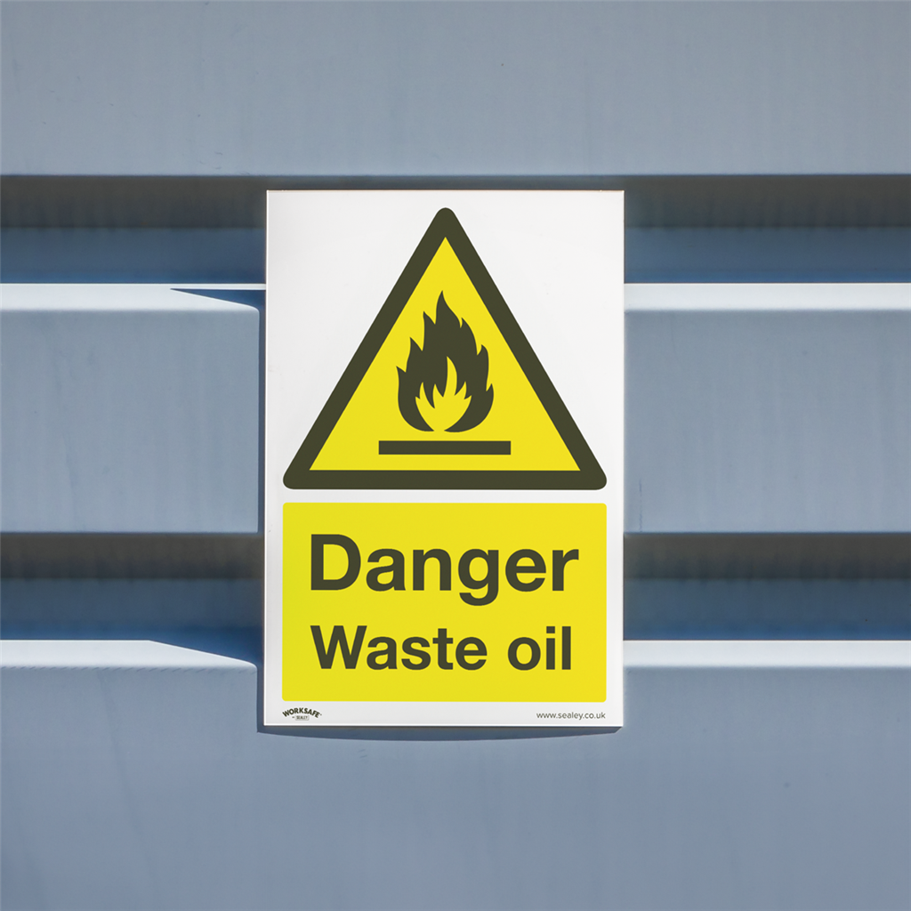 Worksafe&#174; Danger Waste Oil Safety Sign - Rigid Plastic