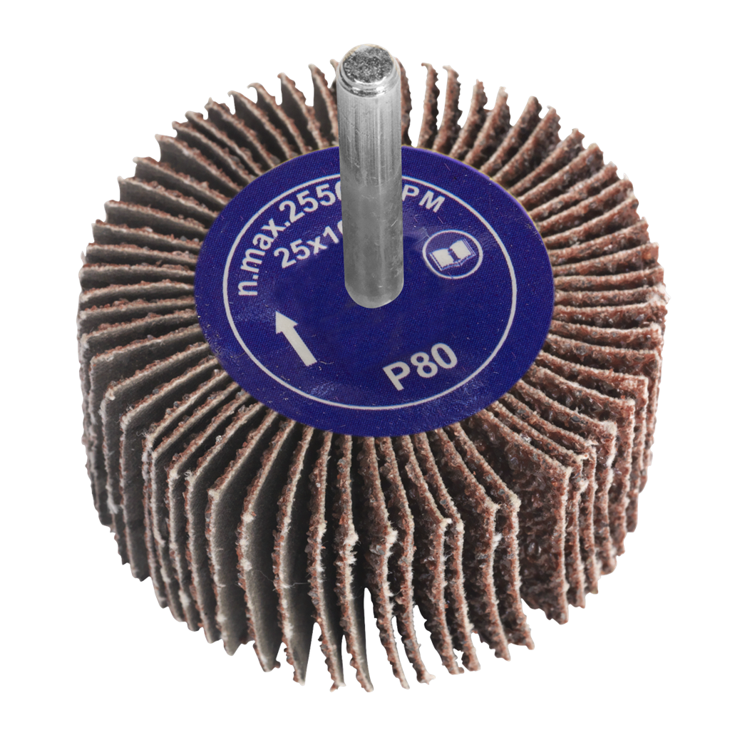 Abrasive Flap Wheel &#216;25 x 10mm 6mm Shaft 80Grit