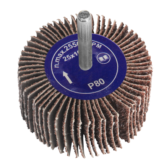 Abrasive Flap Wheel &#216;25 x 10mm 6mm Shaft 80Grit