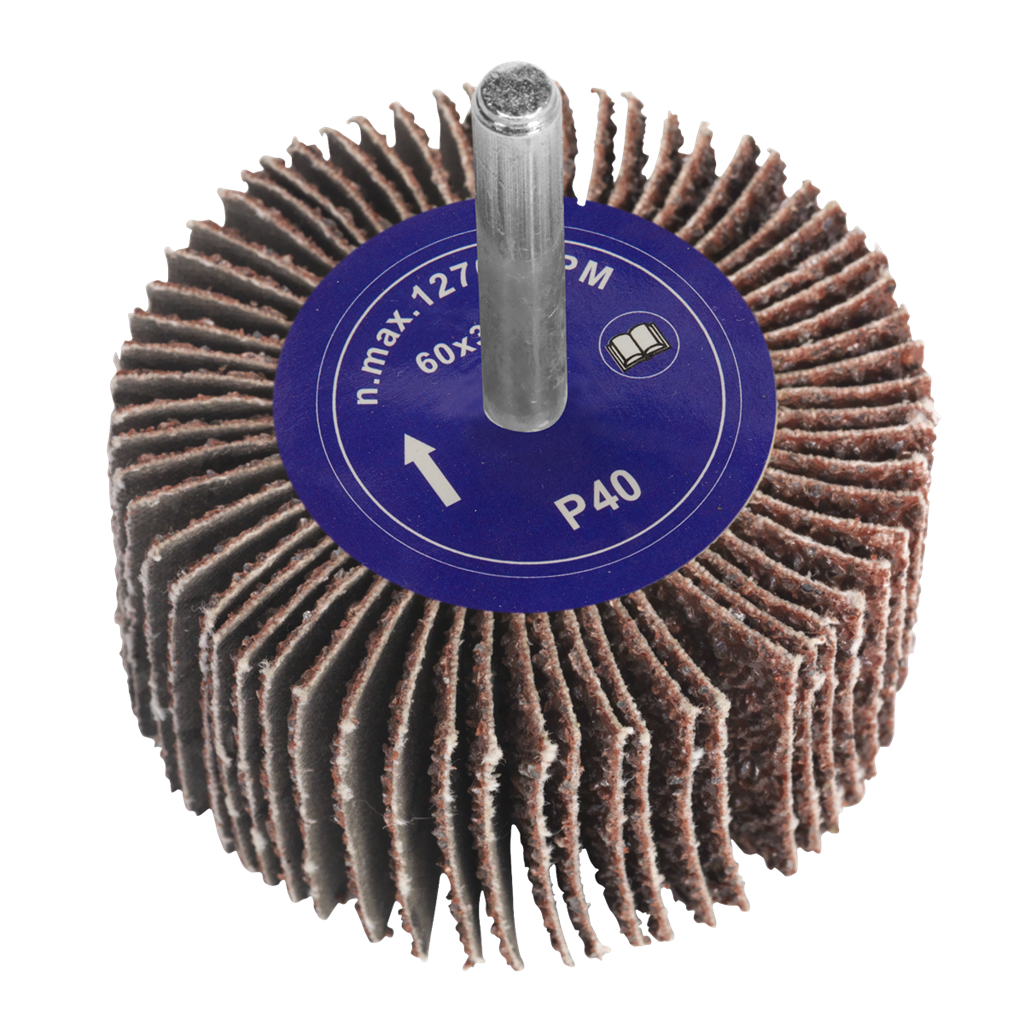 Abrasive Flap Wheel &#216;60 x 30mm 40Grit 6mm Shaft