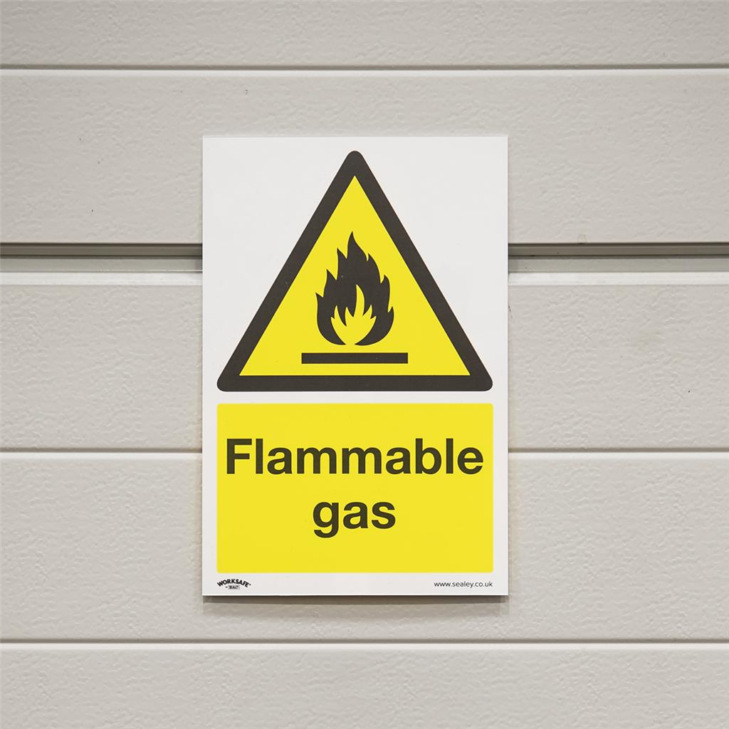 Worksafe&#174; Flammable Gas Safety Sign - Self-Adhesive Vinyl