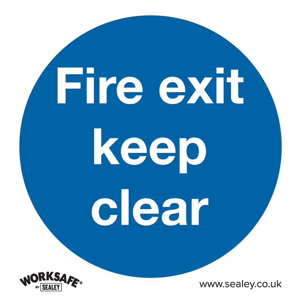 Worksafe&#174; Fire Exit Keep Clear Safety Sign, Self-Adhesive Vinyl - Pack of 10