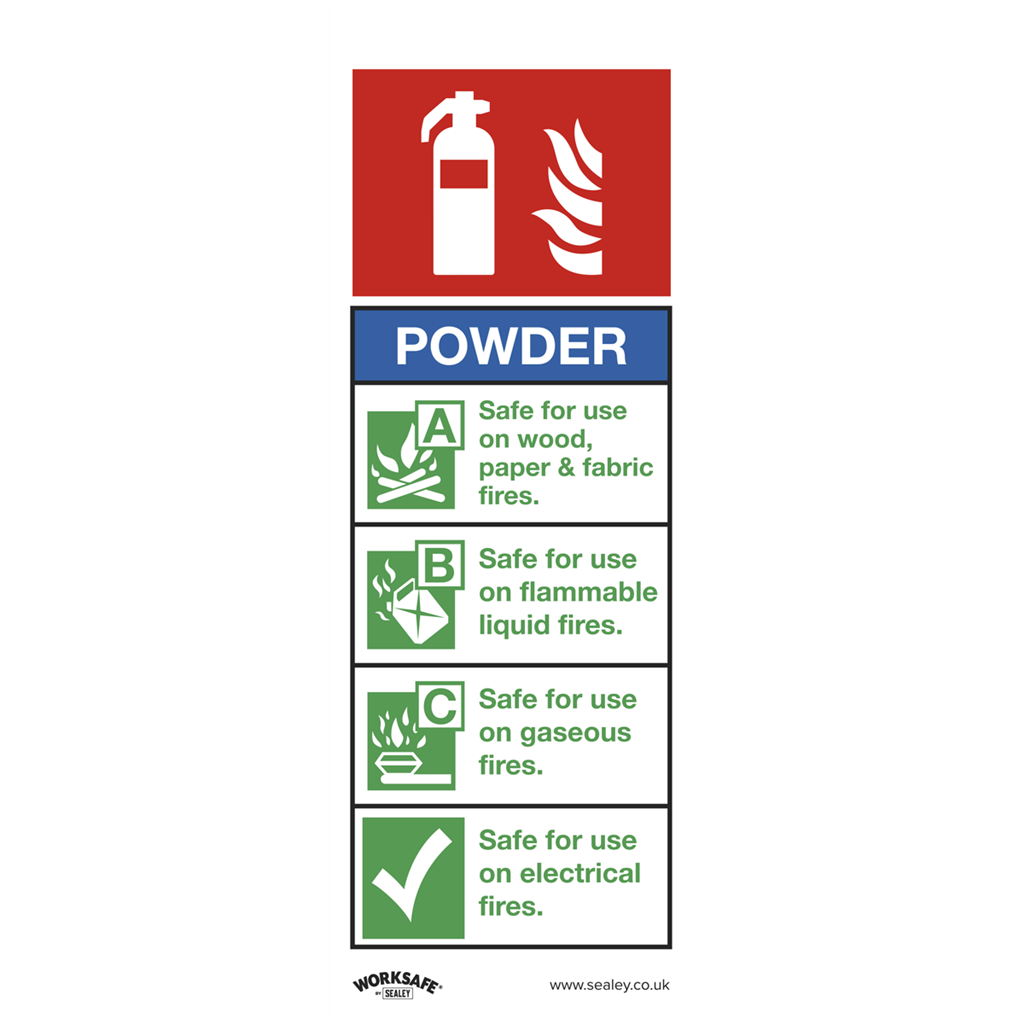 Worksafe&#174; Powder Fire Extinguisher Safety Sign, Rigid Plastic - Pack of 10