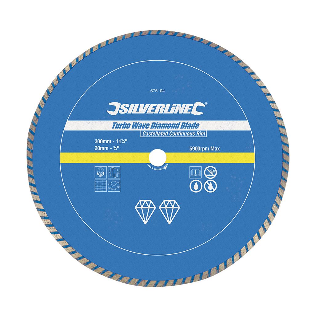 Silverline Turbo Wave Diamond Blade - 300 x 20mm Castellated Continuous Rim