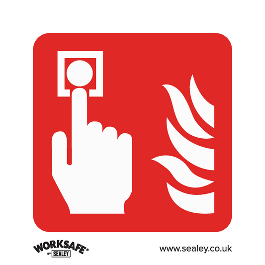 Worksafe&#174; Fire Alarm Symbol Safety Sign, Self-Adhesive Vinyl - Pack of 10