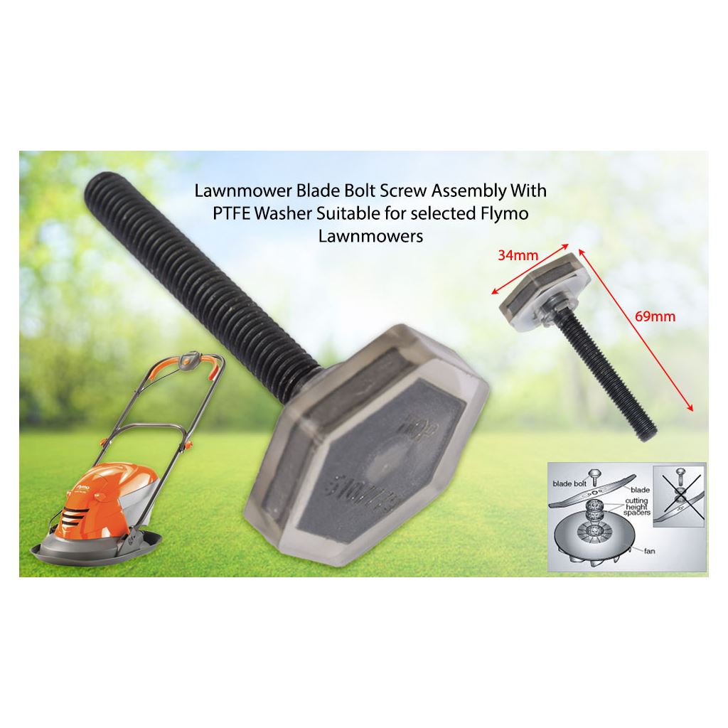 Flymo Lawnmower Blade Bolt Screw Assembly with PTFE Washer | Compatible Non-Genuine by Ufixt