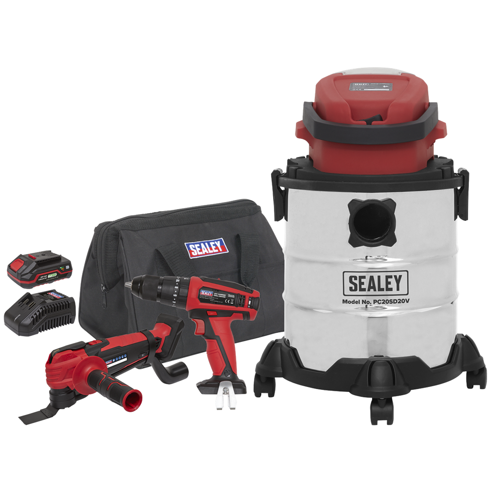 3 x SV20 Series Cordless Power Tool Vac Kit 20V - 2 Batteries