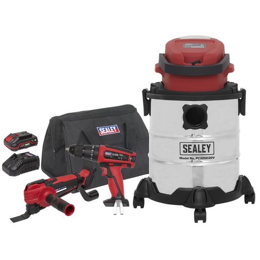 3 x SV20 Series Cordless Power Tool Vac Kit 20V - 2 Batteries