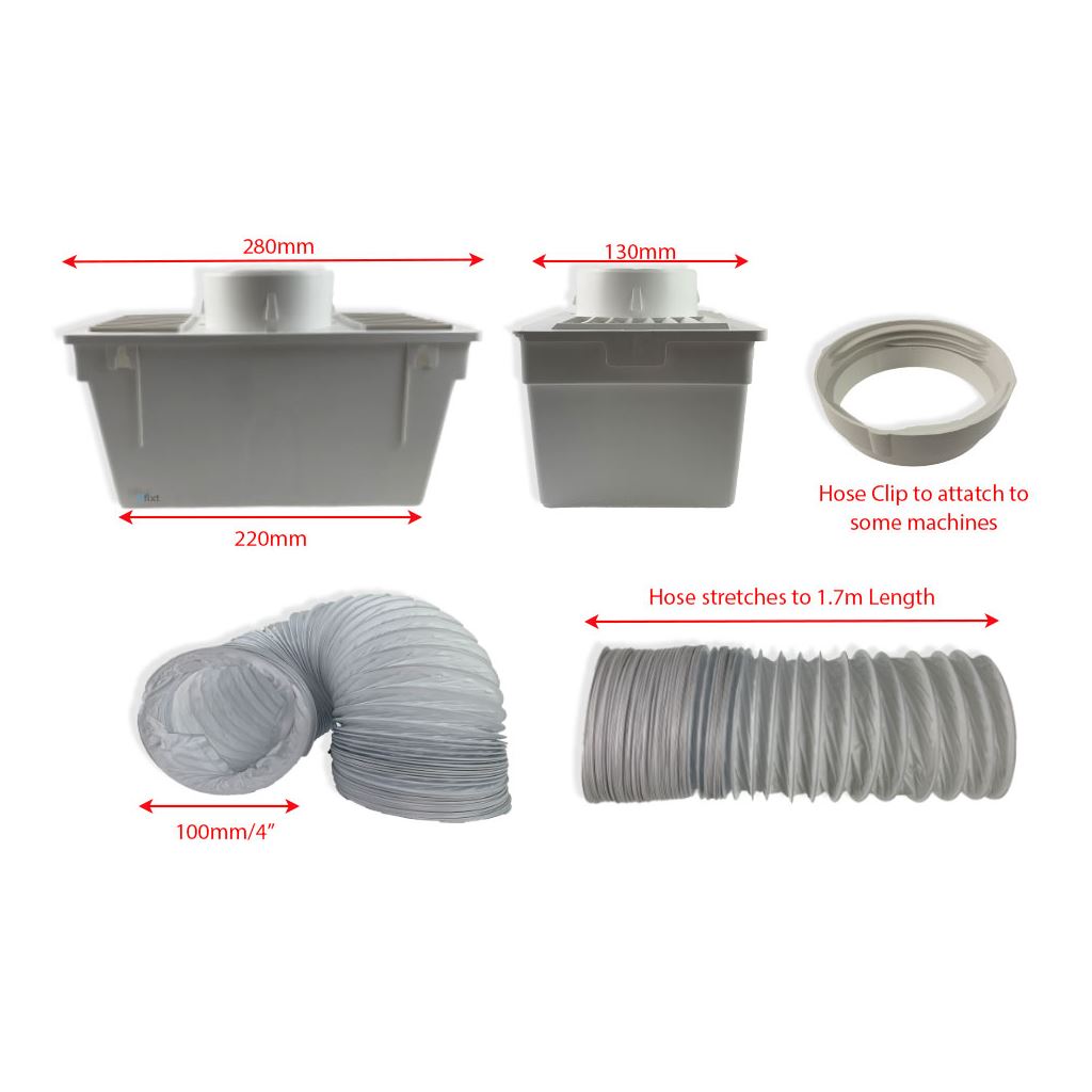 Universal Tumble Dryer Condenser Vent Kit Box With Hose | Indoor Condenser Kit | Ufixt