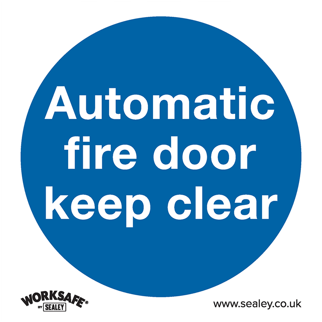 Worksafe&#174; Automatic Fire Door Keep Clear Safety Sign - Self-Adhesive Vinyl