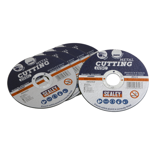 115 x 1.6mm Cutting Disc 22mm Bore - Pack of 5