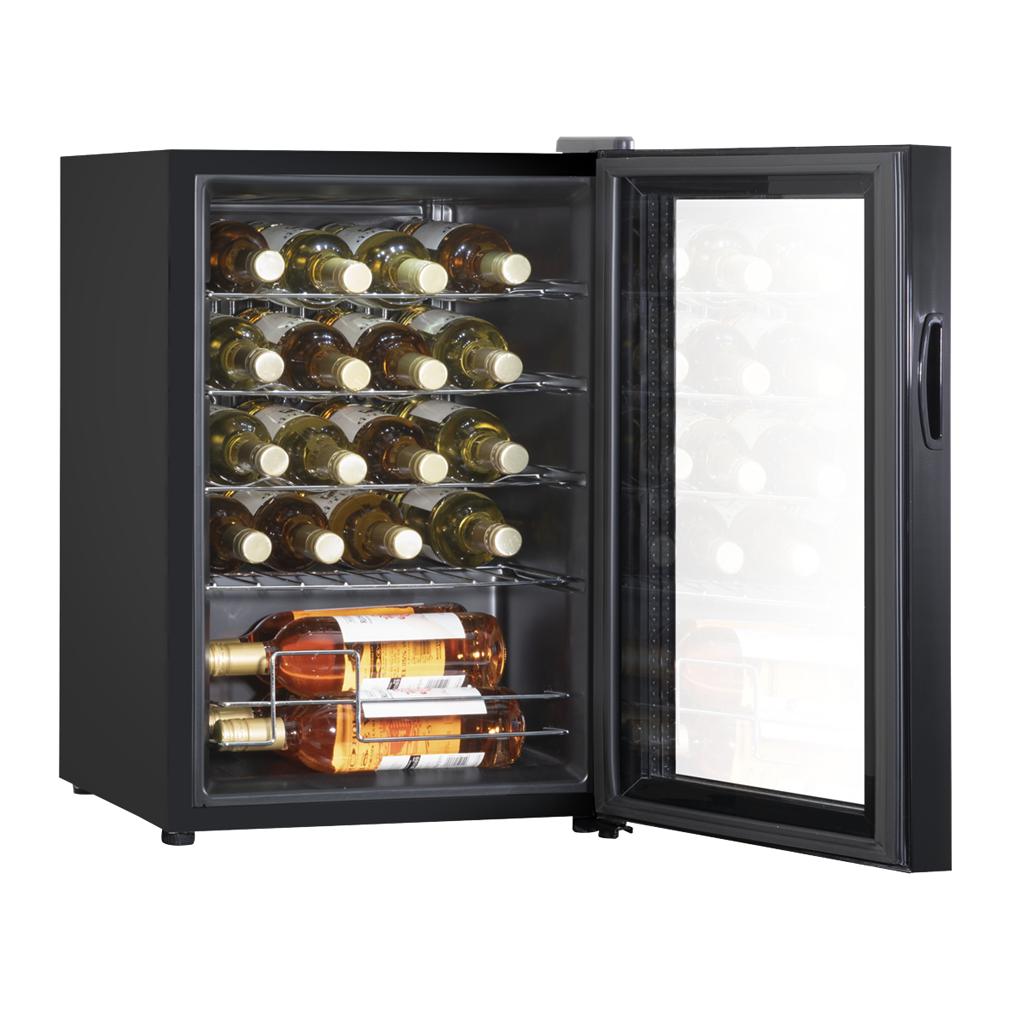 Baridi Wine Cooler/Fridge, Digital Touchscreen Controls, LED Light, 20 Bottle - Black