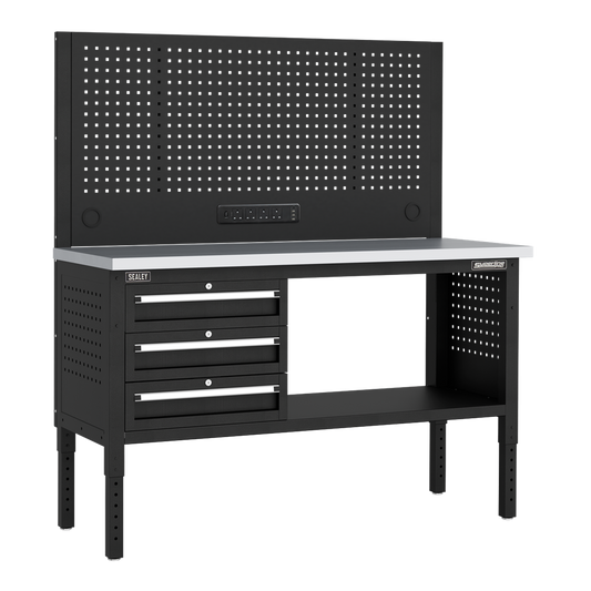 Superline PRO&#174; Modular Workbench with 3 Drawers Stainless Steel Worktop 1525mm
