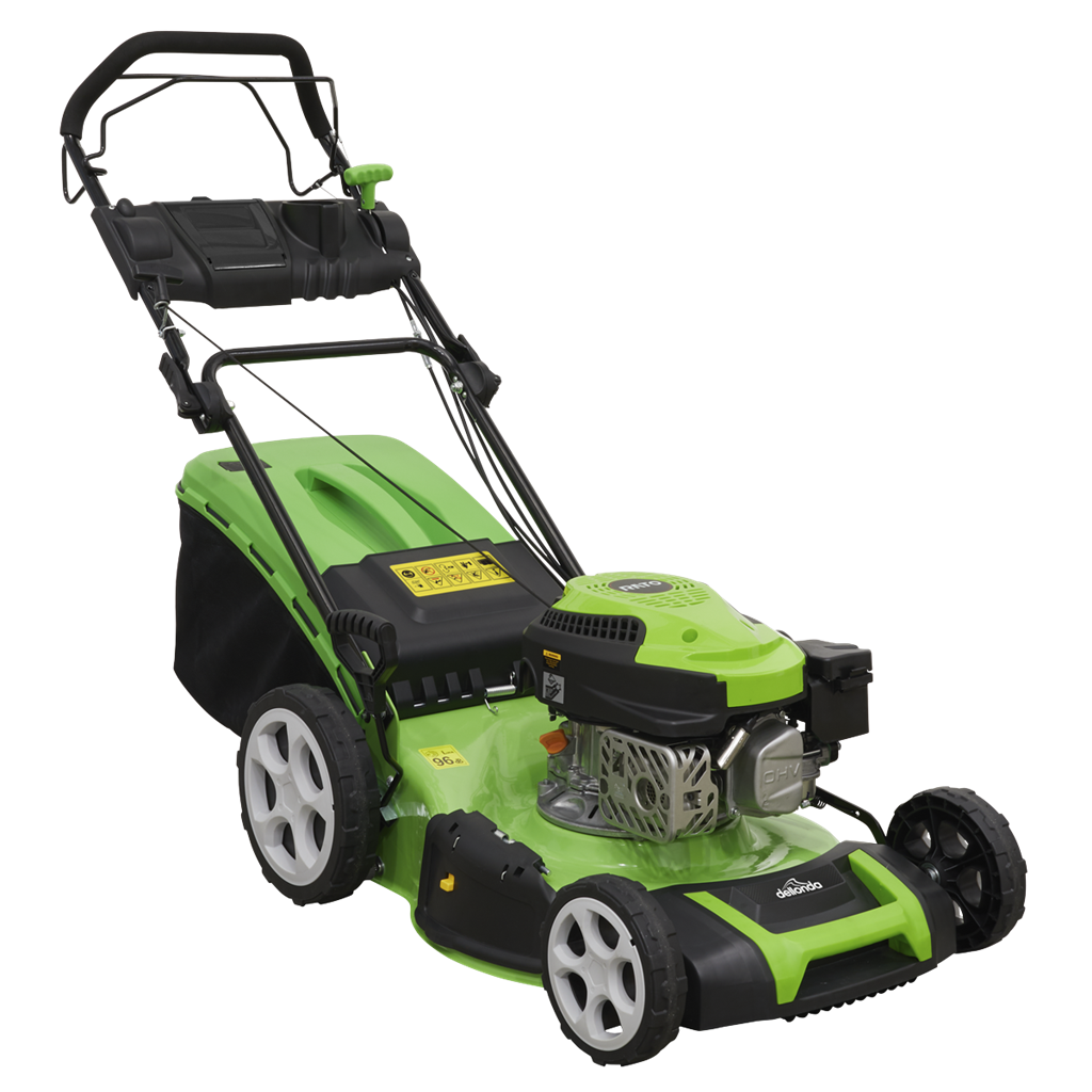 Dellonda Self-Propelled Petrol Lawnmower Grass Cutter with Height Adjustment & Grass Bag 144cc 18"/46cm 4-Stroke Engine