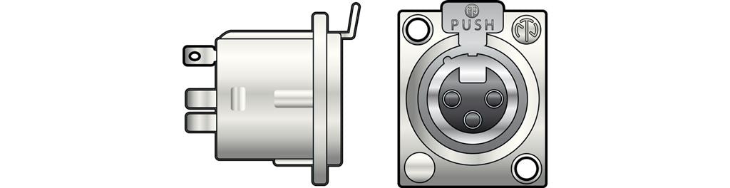 &#174; NC3FD-LX 3 Pin XLR Panel Socket - 3-Pin Chassis Female