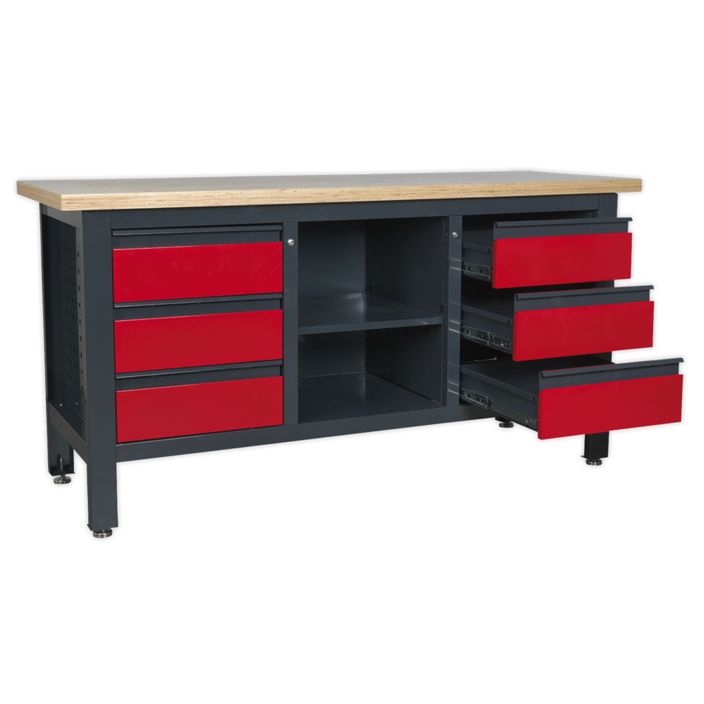 Workbench with 6 Drawers & Open Storage