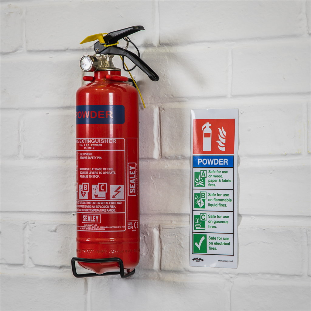 Worksafe&#174; Powder Fire Extinguisher Safety Sign - Self-Adhesive Vinyl