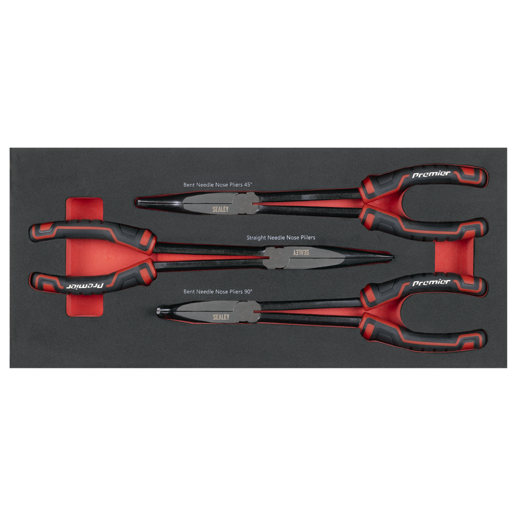 Premier Long Needle Nose Pliers Set with Tool Tray 3pc