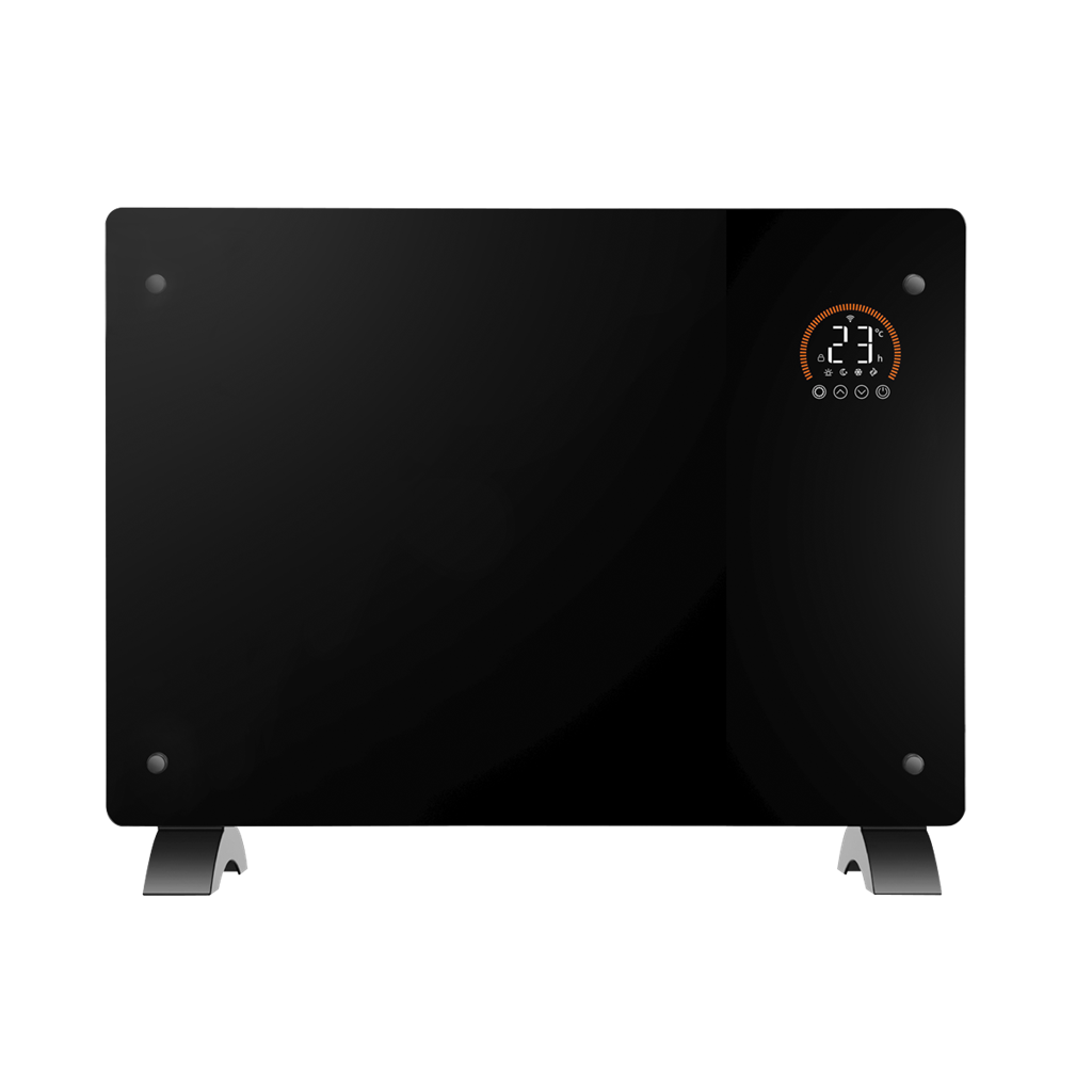 Baridi Electric Glass Panel Heater, 1500W, Thermostat Controlled 24Hr 7 Day Timer, Wi-Fi Enabled, Remote Control, Black - DH137