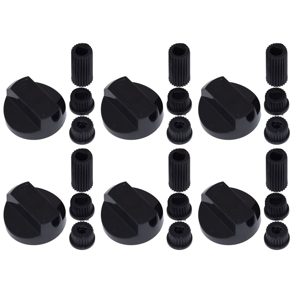 Universal Cooker, Oven & Grill Control Knobs with Adaptors - Black (Pack of 6) | Fits All Gas & Electric Cookers | Compatible Replacements by Ufixt