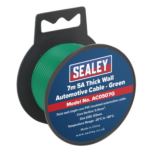 5A Thick Wall Automotive Cable 7m - Green