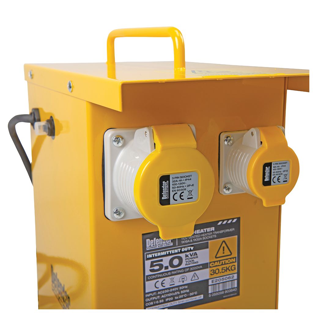 Defender 5kVA Metal Heater Transformer 16A / 32A - 110V