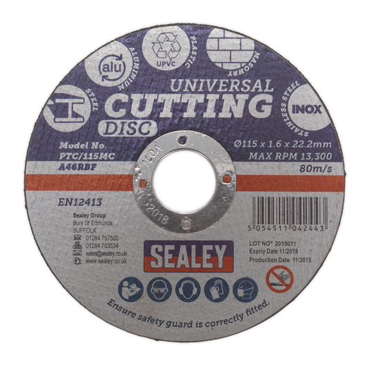 115 x 1.6mm Universal Cutting Disc 22mm Bore